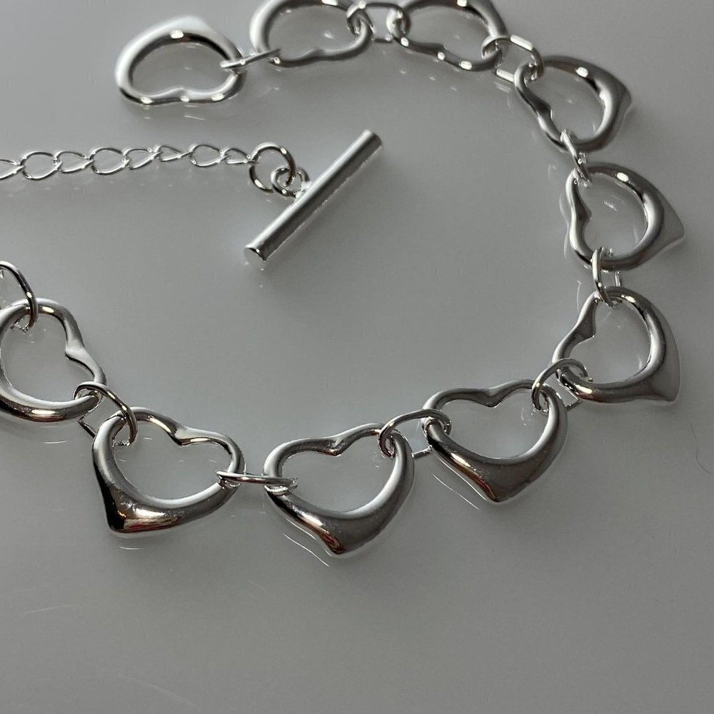 Silver Heart Link Necklace